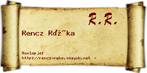 Rencz Réka névjegykártya